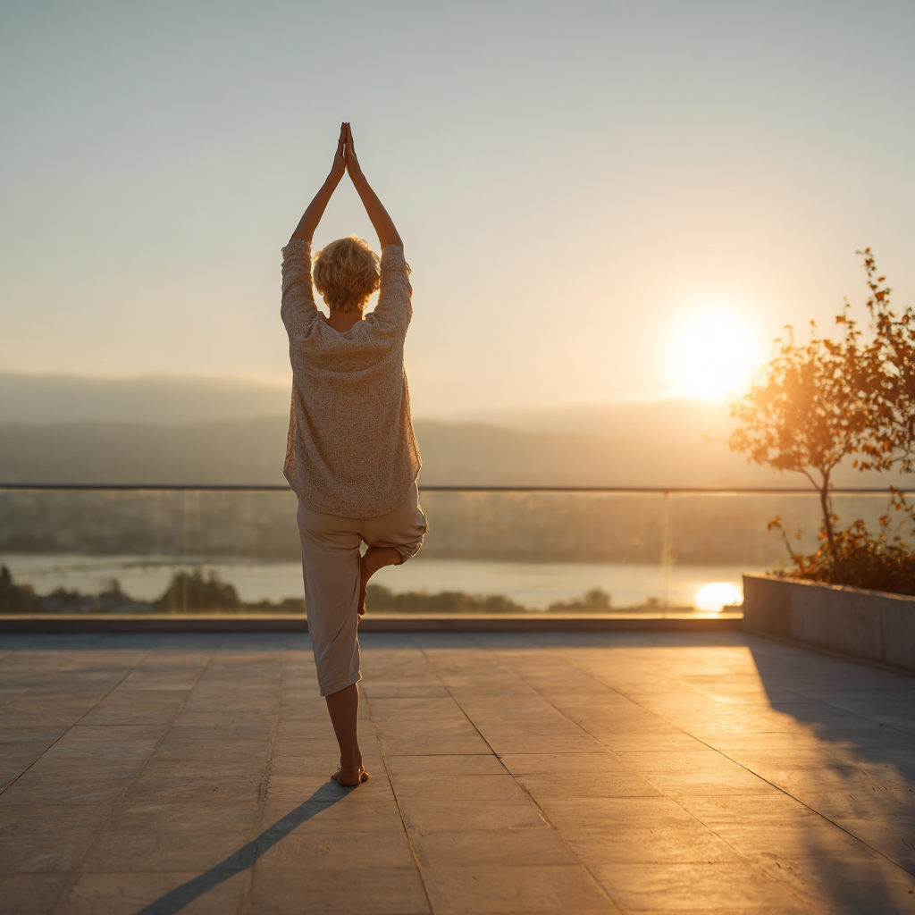 Practică yoga liniștitoare în natură